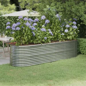 Garden Planter Powder-coated Steel 296x80x68 cm Silver