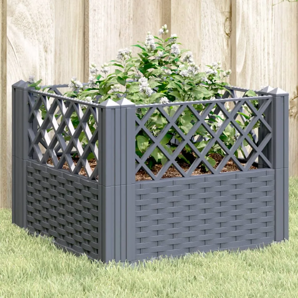 Garden Planter with Pegs Grey 43.5x43.5x43.5 cm PP