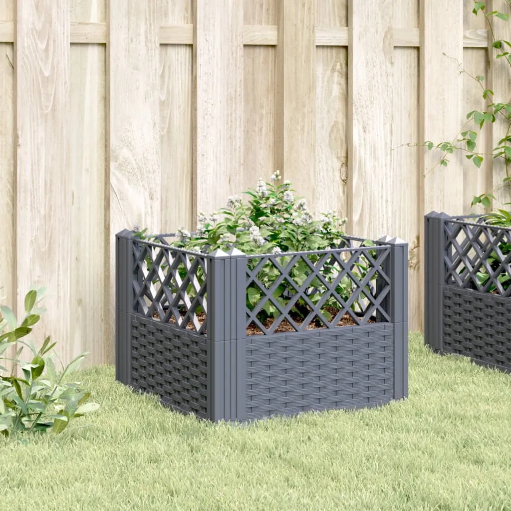 Garden Planter with Pegs Grey 43.5x43.5x43.5 cm PP