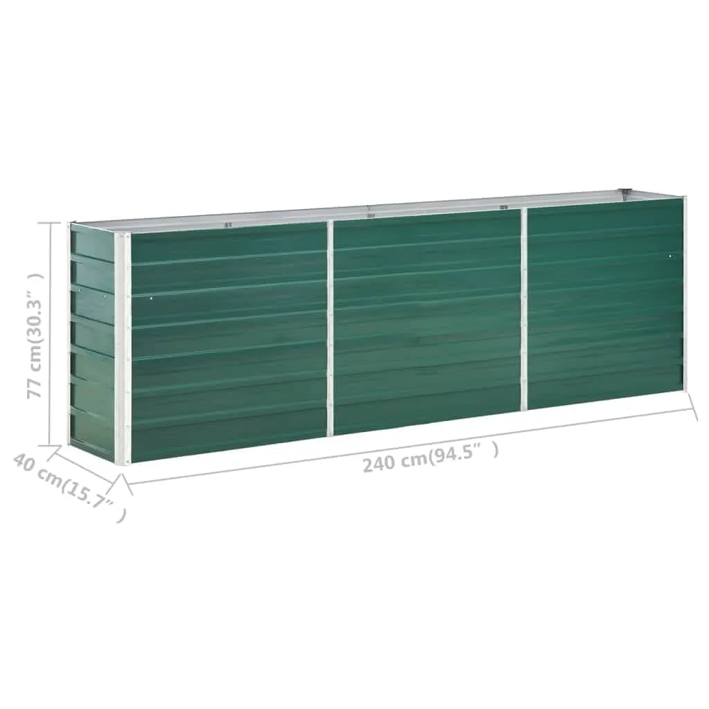 Garden Raised Bed Galvanised Steel 240x40x77 cm Green