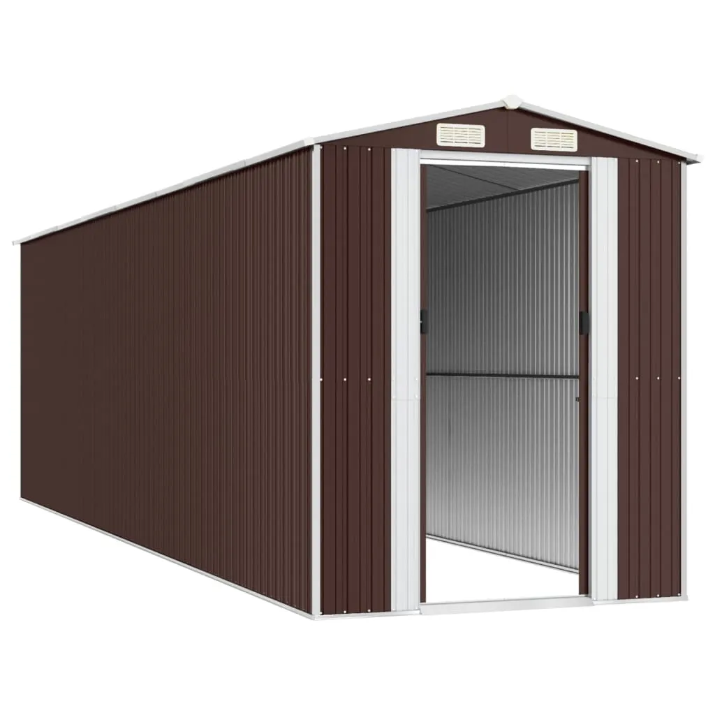 Garden Shed Dark Brown 192x689x223 cm Galvanised Steel