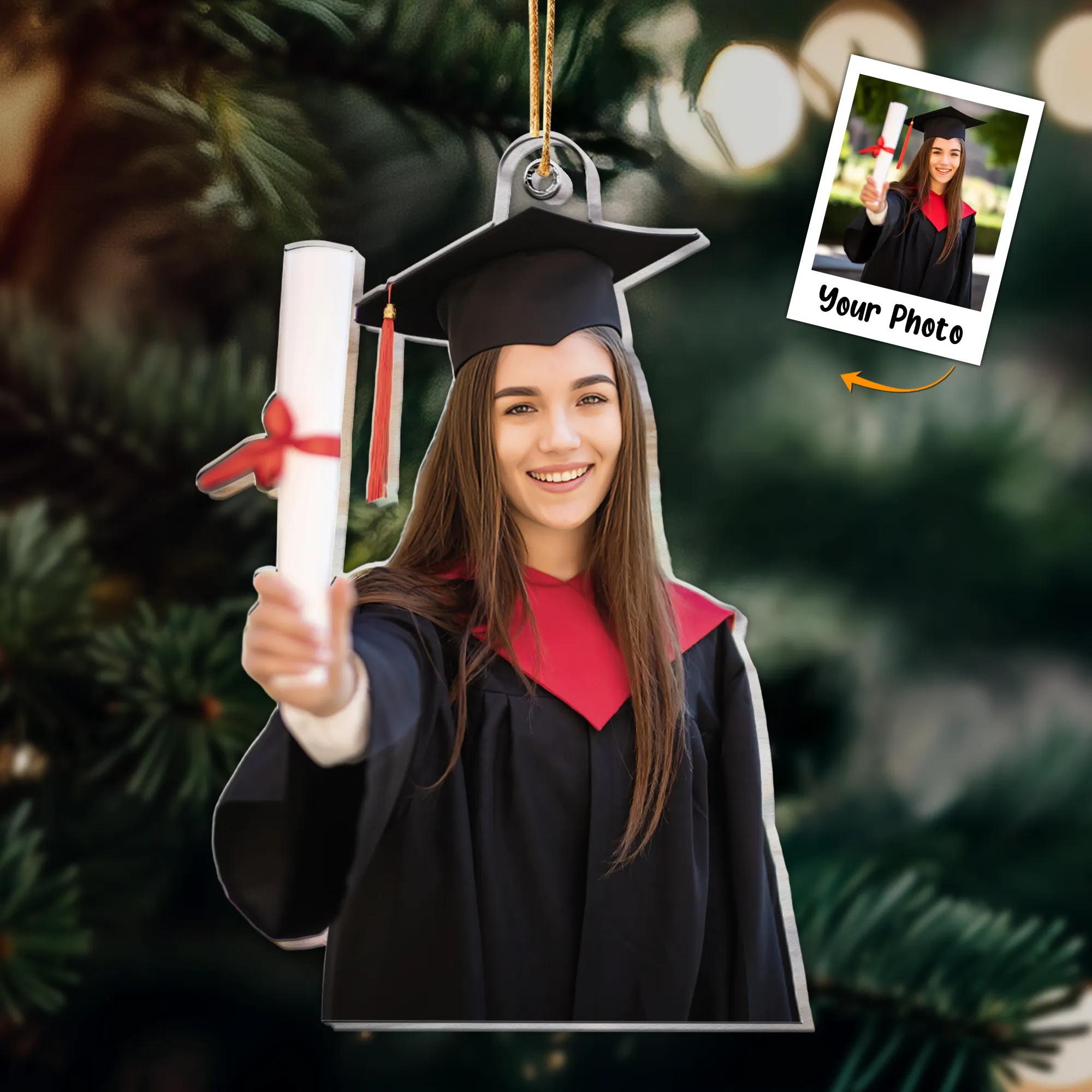 Graduation Ornament Gift For Family Member - Personalized Acrylic Photo Ornament