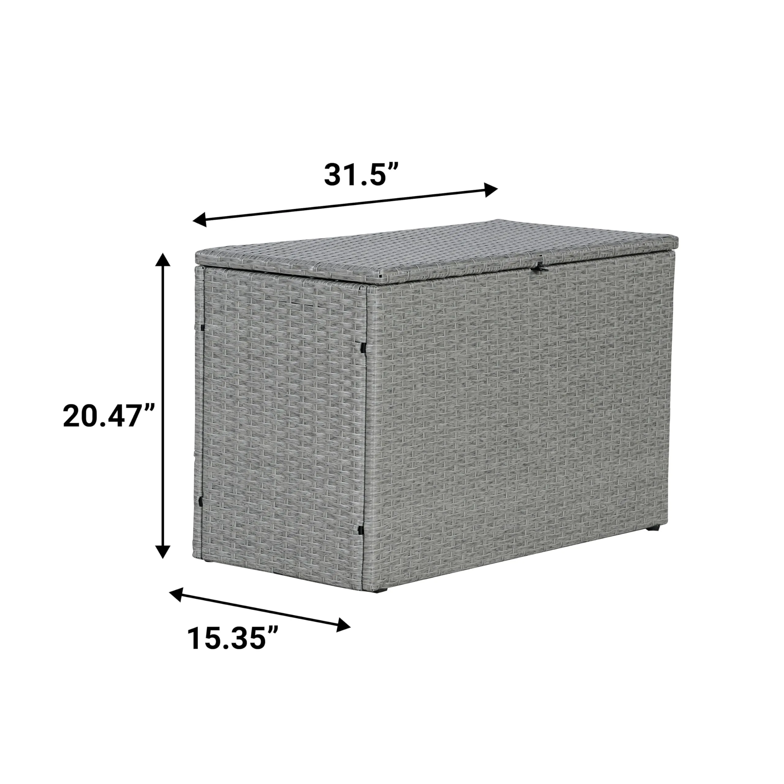 happimess TRK1000A Nino 31.5" Storage Box, Faux Wicker, Soft-Close, Gray.