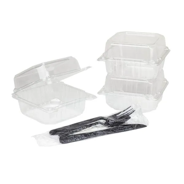 Karat 6''x6'' PET Plastic Hinged Containers - 500 pcs