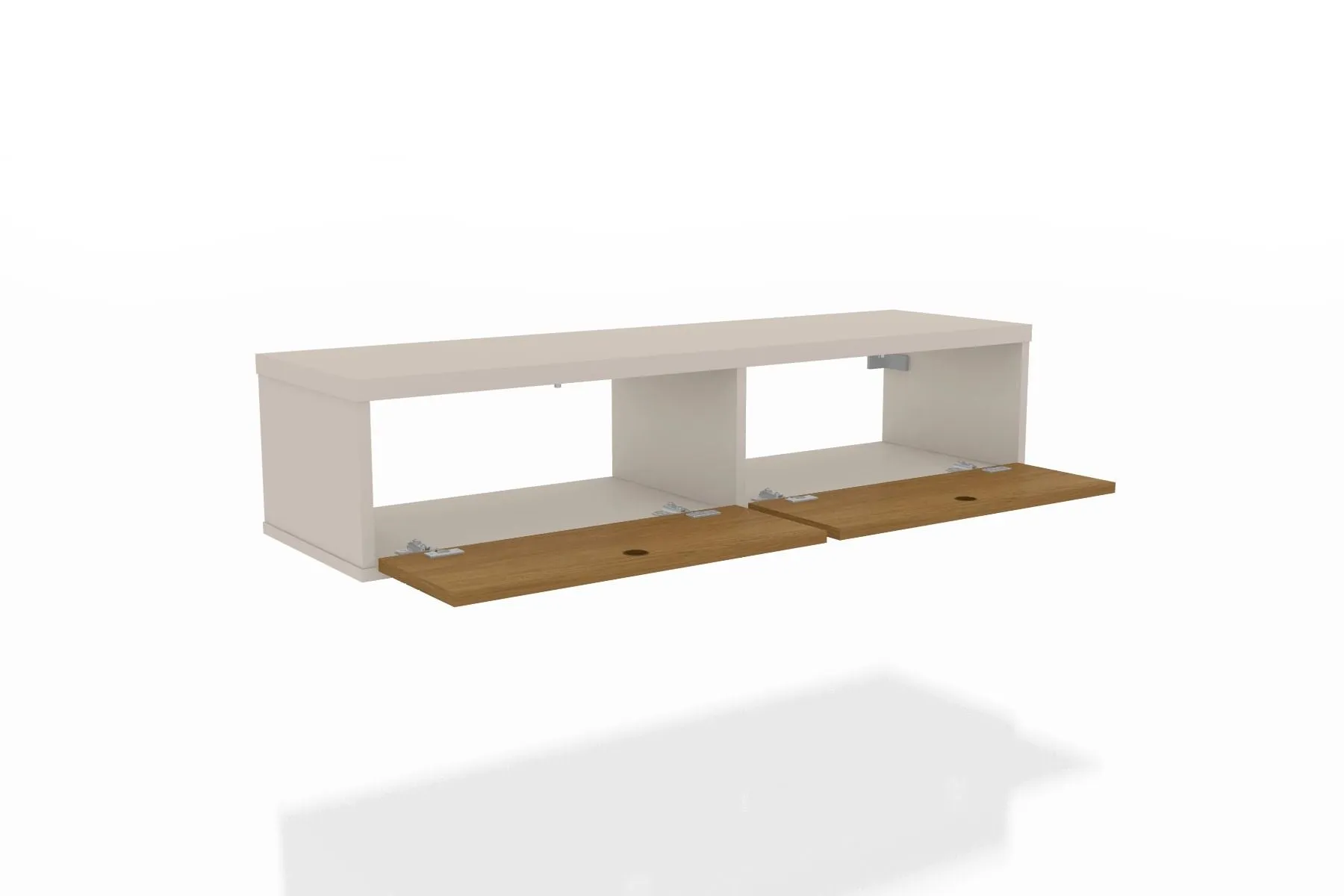 Liberty 42.28 Mid-Century Modern Floating Office Desk with 2 Shelves in Off White and Cinnamon