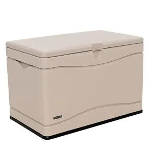 Lifetime 60059 Black Bottom & Desert (Tan) Sides and Lid Outdoor Storage Box-80 Gal, 80 Gallon, Desert Sand