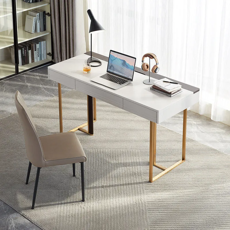 LINWOOD White Gold, Writing and Office Desk with Drawers