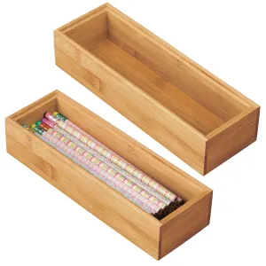 mDesign: Wooden Bamboo Office Drawer Organizer Box