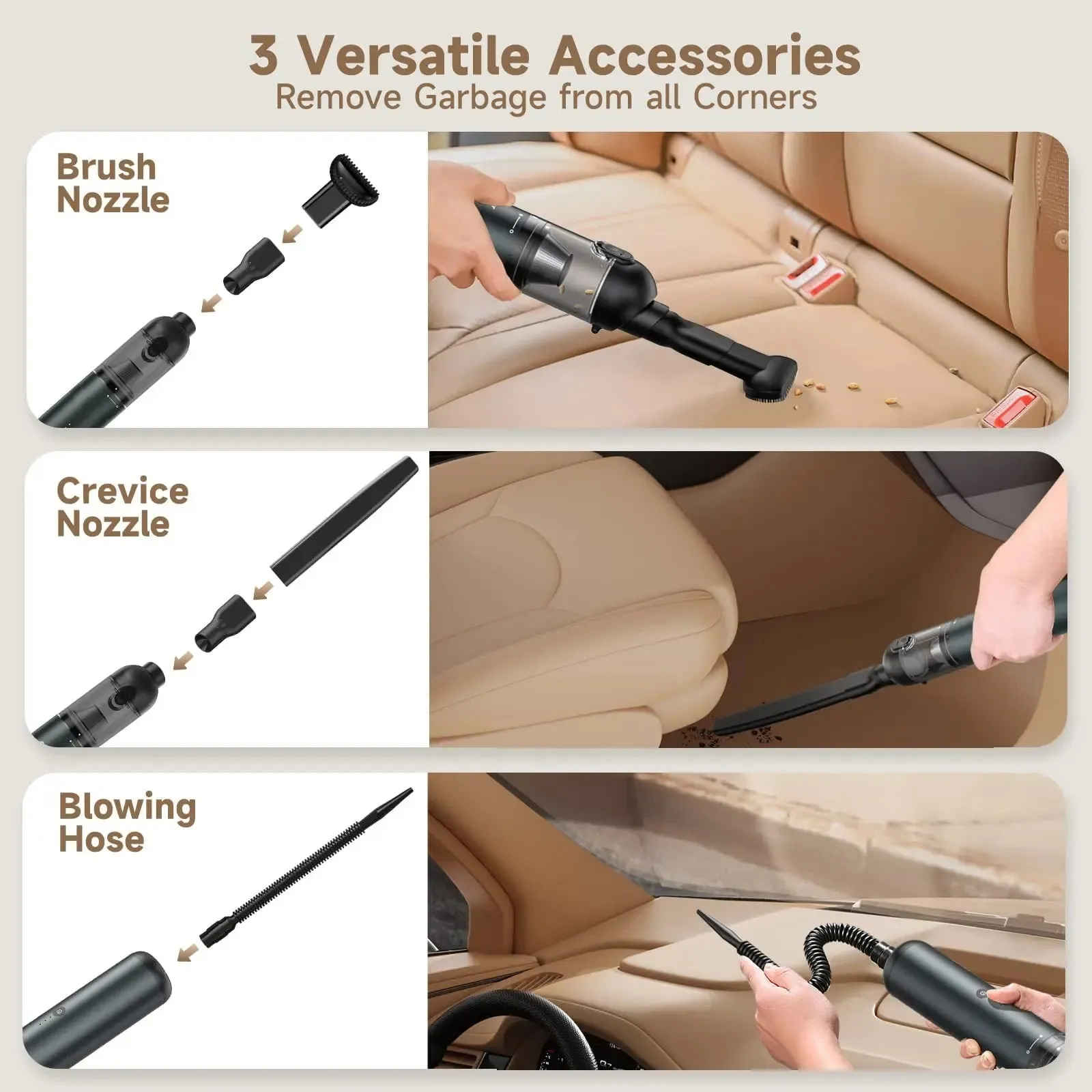 MOOSOO P03 Cordless Mini Handheld Vacuum - Powerful Portable Dust Buster for Car & Home