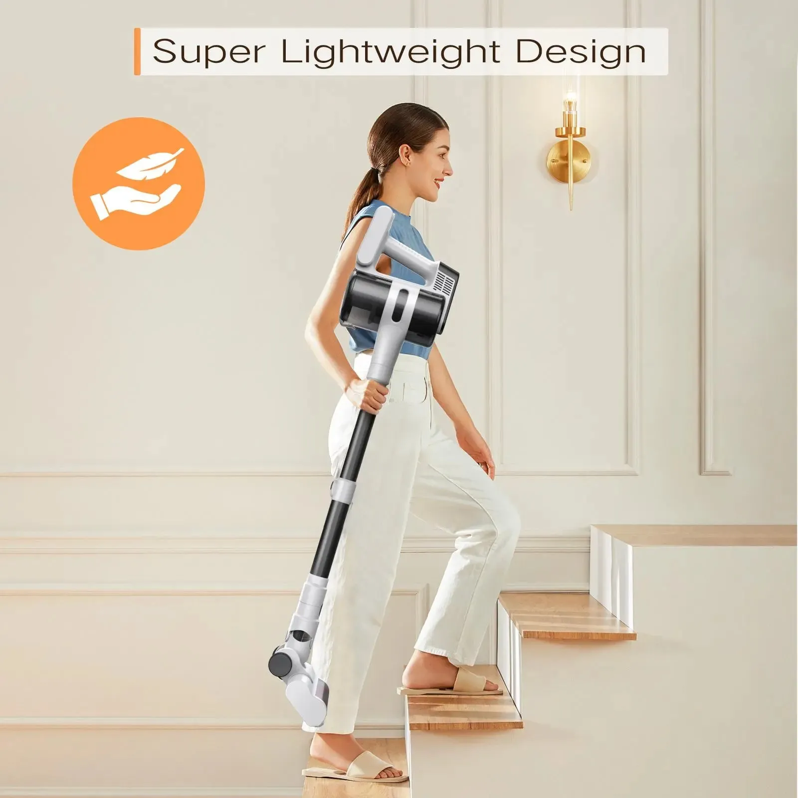 MOOSOO S5-MATE Cordless Stick Vacuum - Lightweight, High-Powered Cleaning for Carpets & Hard Floors