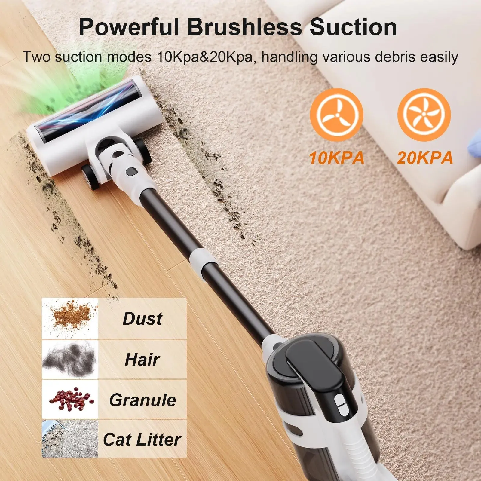 MOOSOO S5-MATE Cordless Stick Vacuum - Lightweight, High-Powered Cleaning for Carpets & Hard Floors