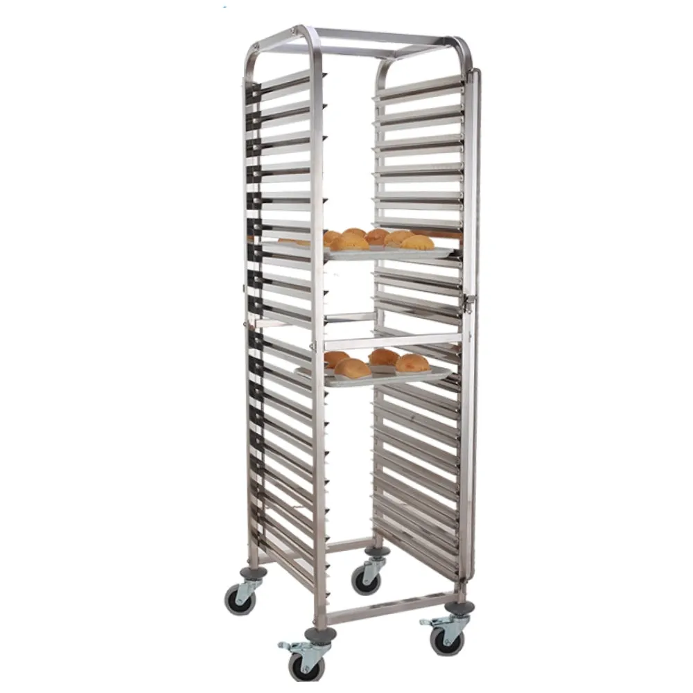 Nella 16-Tier Stainless Steel Bun / Pan Rack with Curve Top and Tray Stopper - JC-SSPR-16KD-218