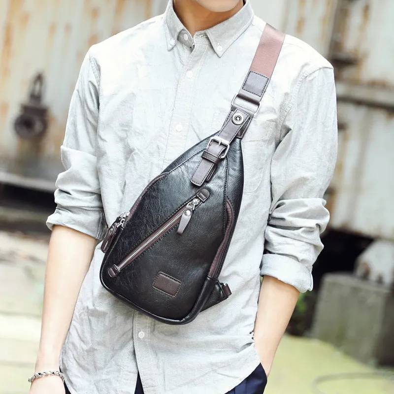 One-shoulder Crossbody Leather Chest Bag