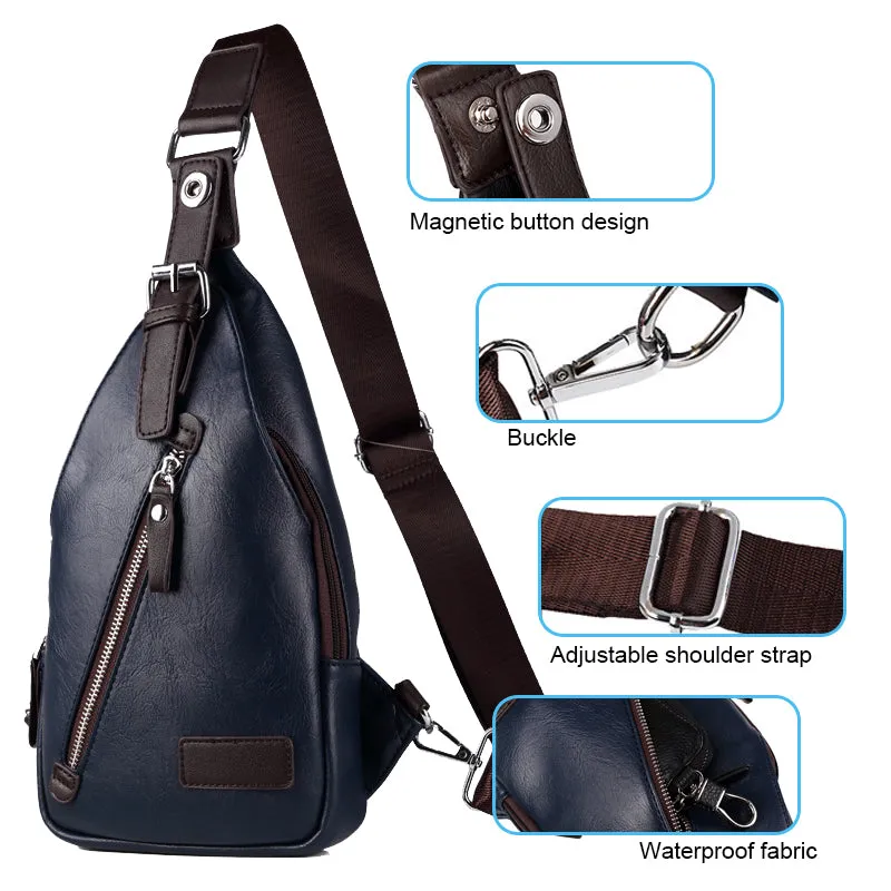 One-shoulder Crossbody Leather Chest Bag