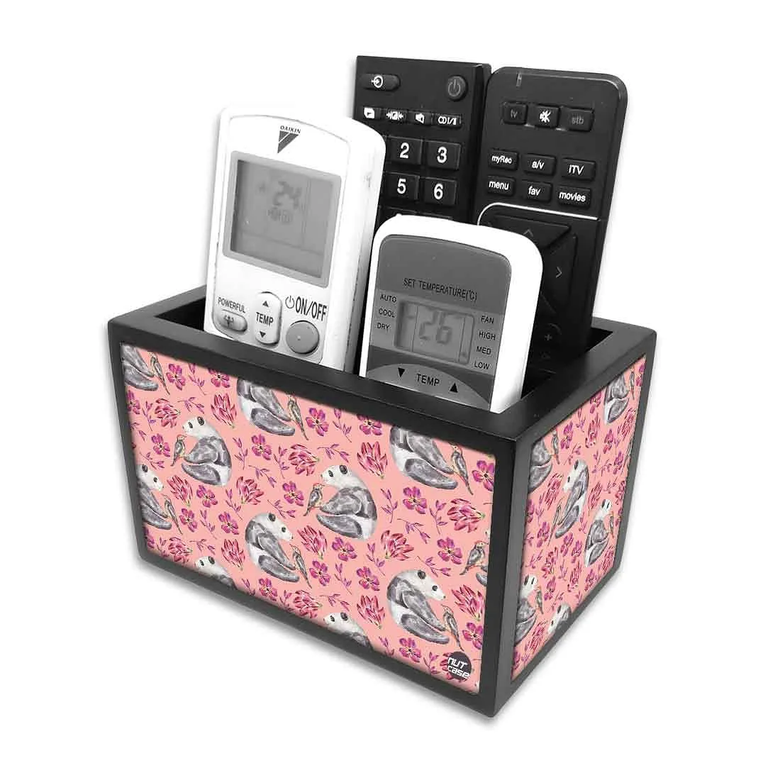 Organizer For TV AC Remotes - Pink Floral Panda