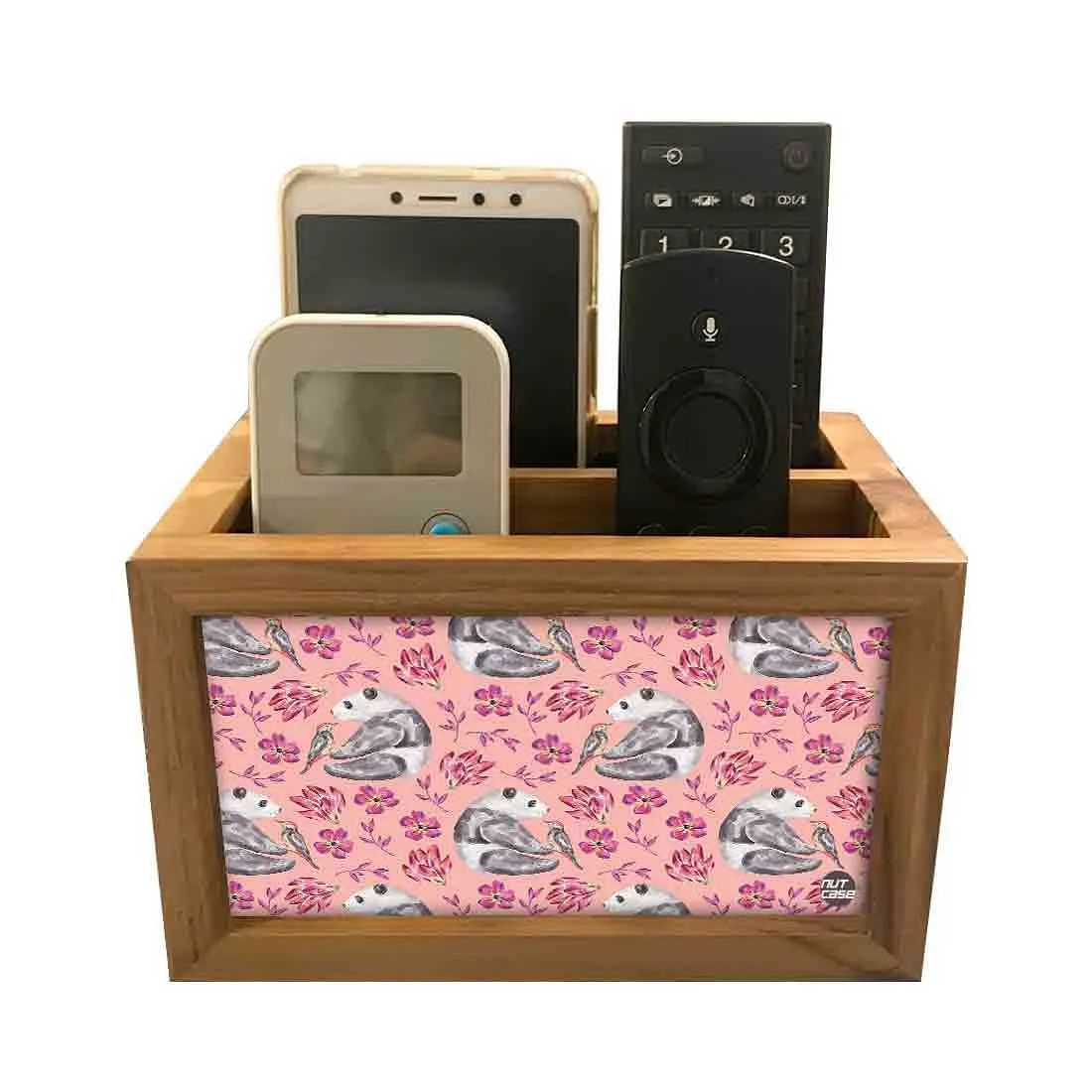 Organizer For TV AC Remotes - Pink Floral Panda