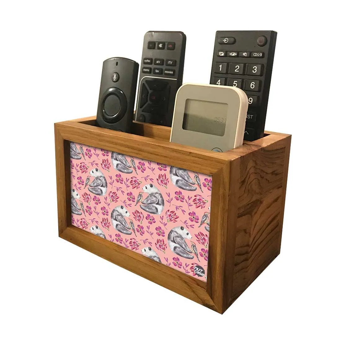 Organizer For TV AC Remotes - Pink Floral Panda