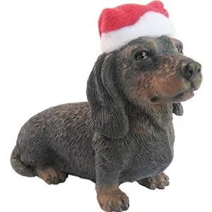 Ornament- Black Dachshund Sitting with a Santa Hat