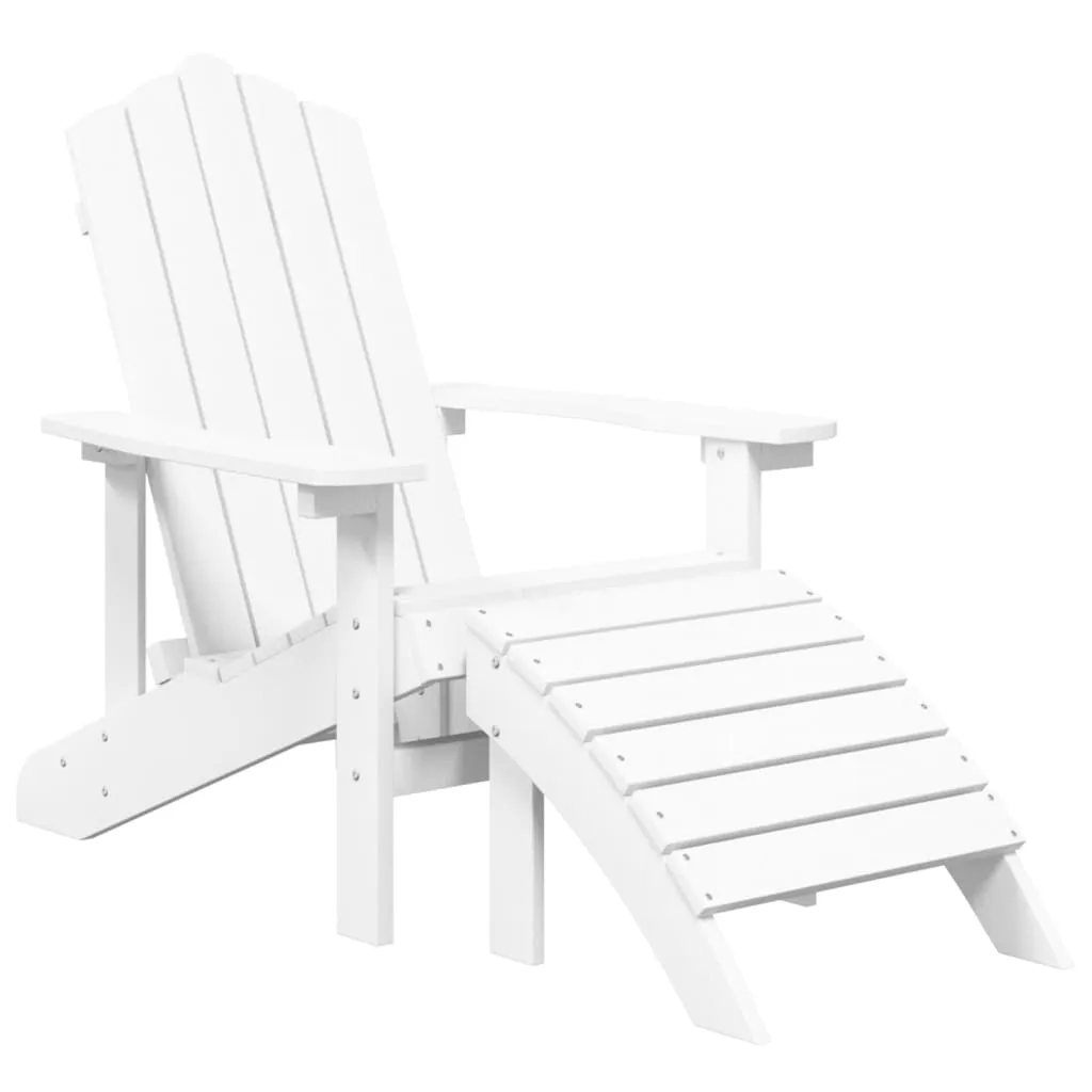 Patio Adirondack Chair with Footstool & Table HDPE White