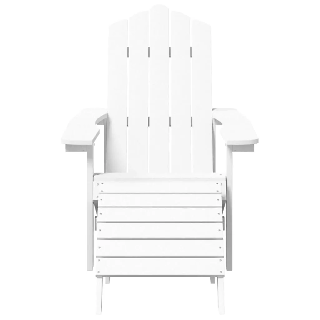 Patio Adirondack Chair with Footstool & Table HDPE White