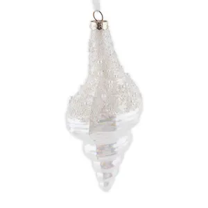 Pearl Shimmer Whelk Shell Glass Christmas Ornament