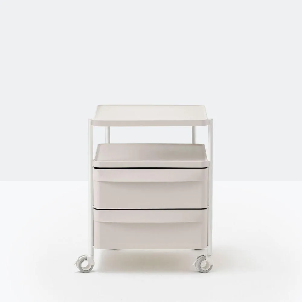 Pedrali Boxie BXM 2C chest of drawers with 2 drawers, 1 shelf and wheels