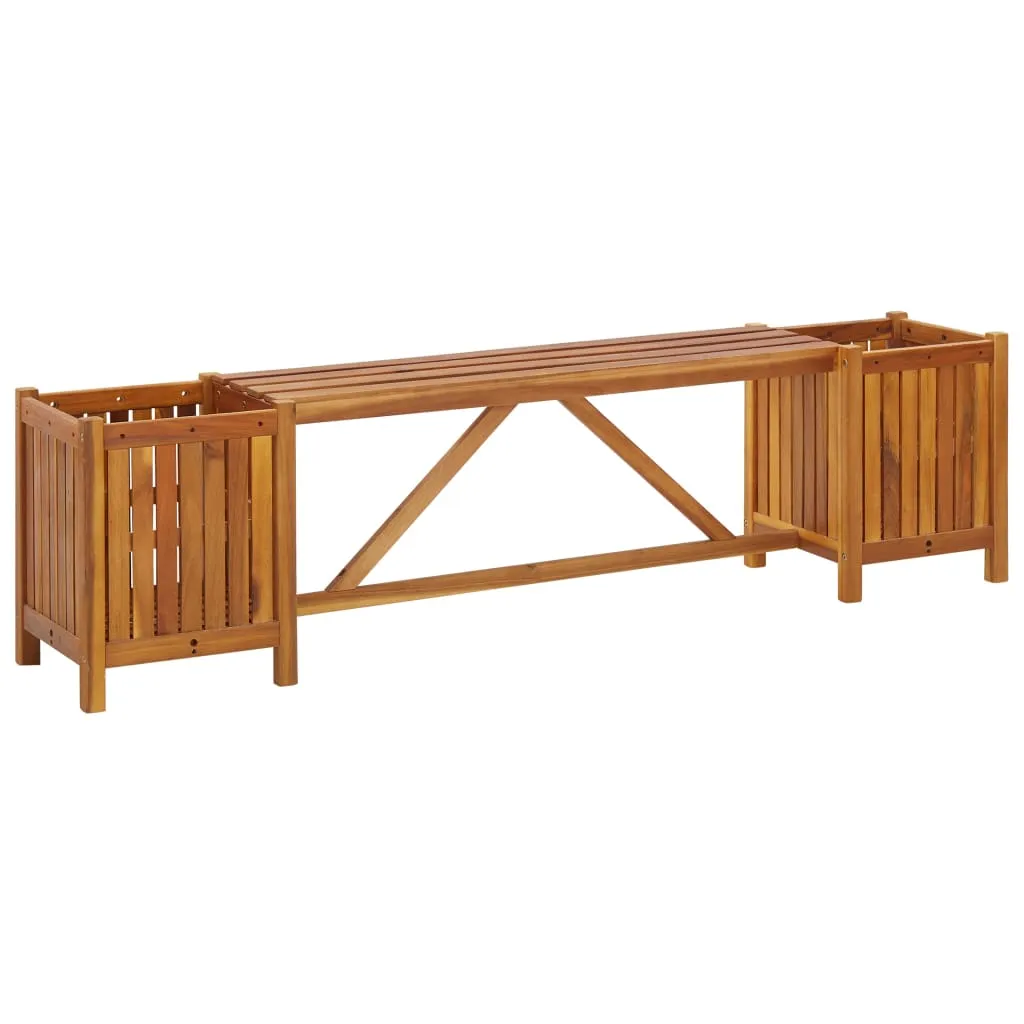 Planter Bench Outdoor Garden Wooden Planter Box Bench Solid Wood Acacia