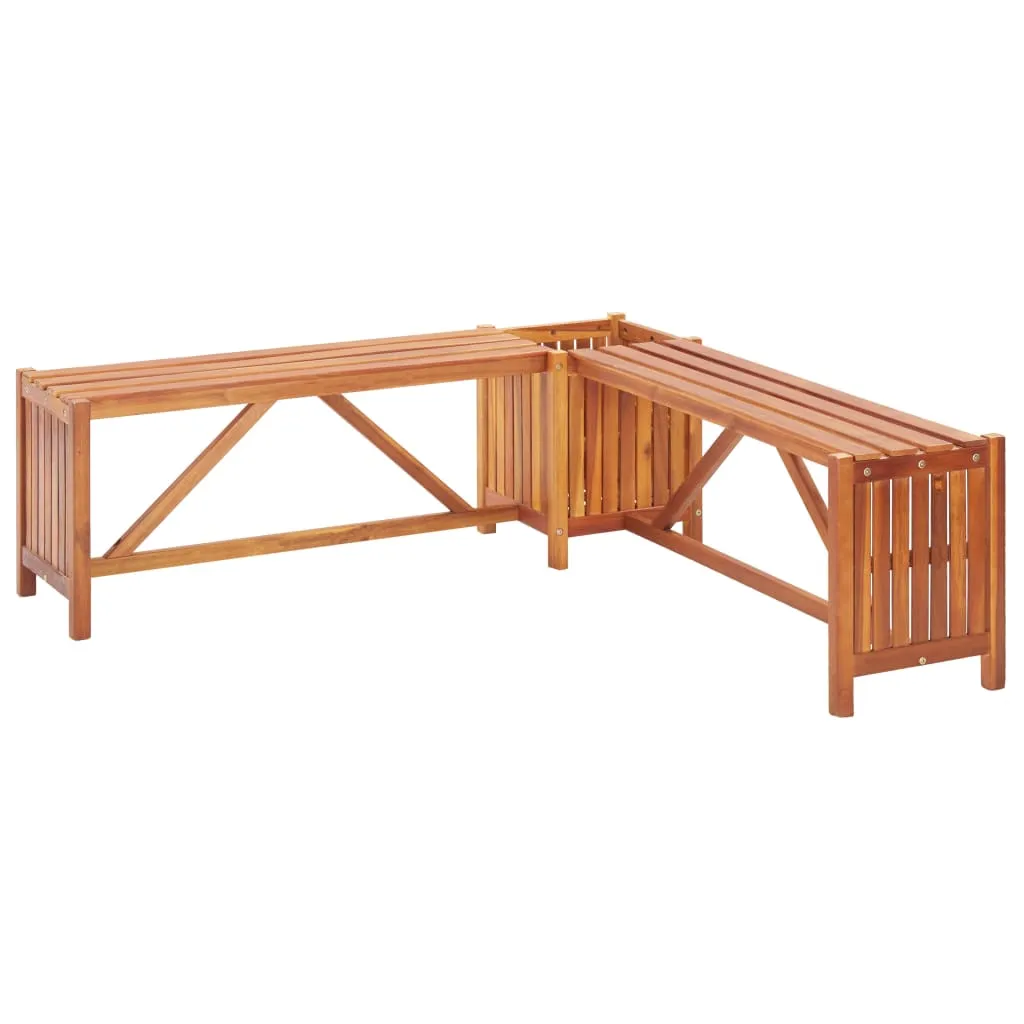 Planter Bench Outdoor Garden Wooden Planter Box Bench Solid Wood Acacia