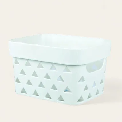 Plastic Storage Basket Triangle Pattern 21x17x12cm with Carry Handle use variabt code