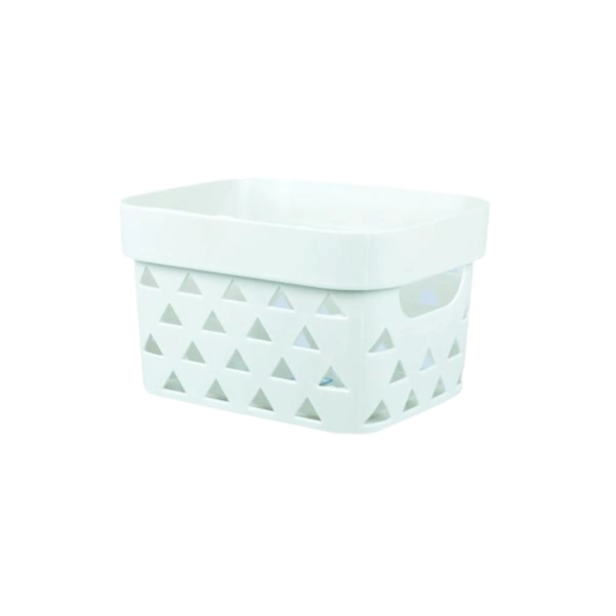 Plastic Storage Basket Triangle Pattern 21x17x12cm with Carry Handle use variabt code