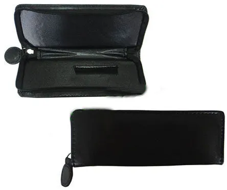 PU Leather Pen Bag w Zipper (Holds 1 Pen - Black, Brown or Pink)