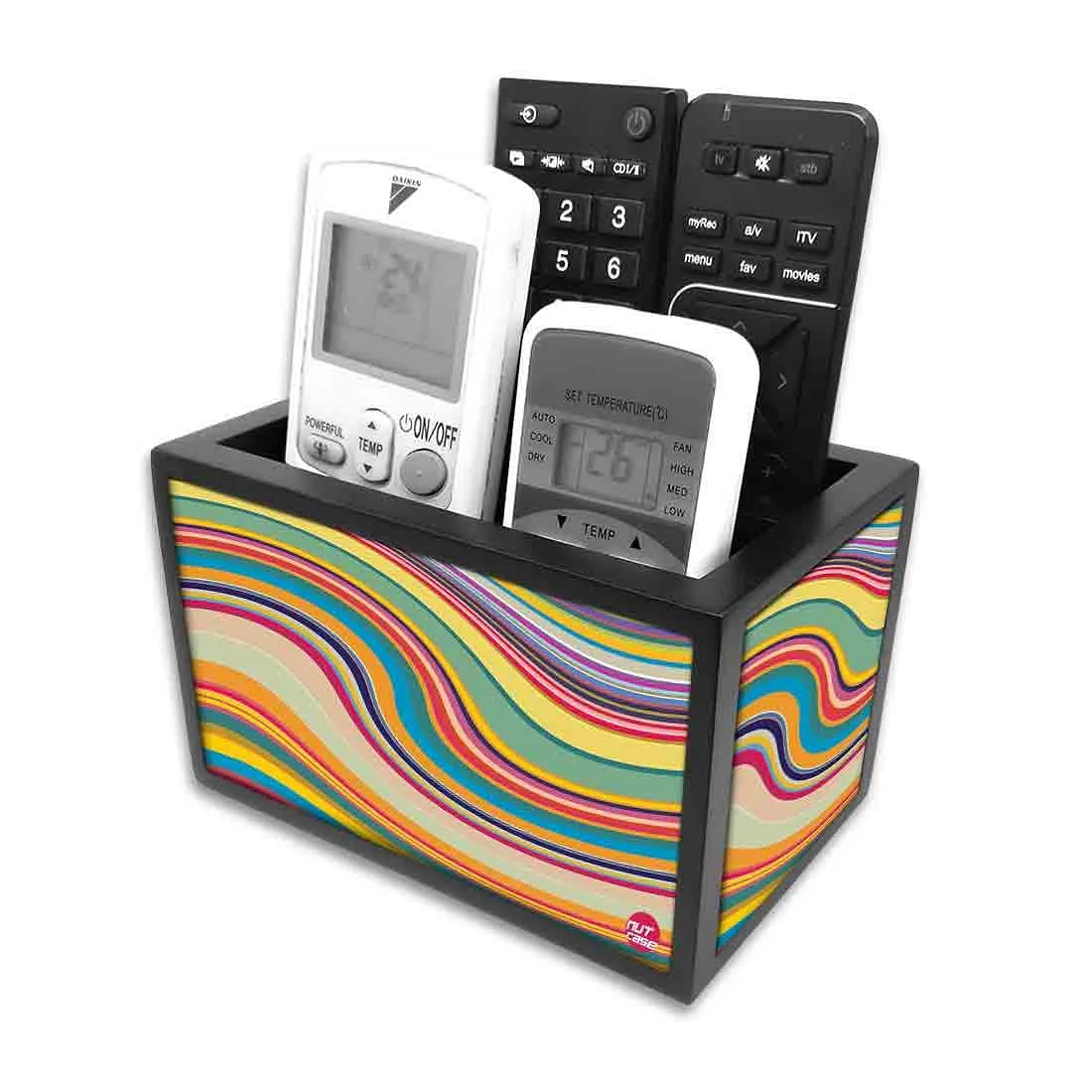 Remote Control Stand Holder Organizer For TV / AC Remotes -  Colorful Waves