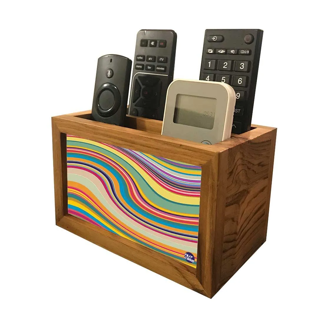 Remote Control Stand Holder Organizer For TV / AC Remotes -  Colorful Waves