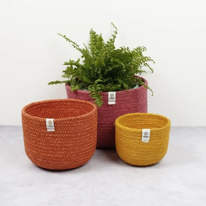 ReSpiin Jute Tall Basket Set - Fire