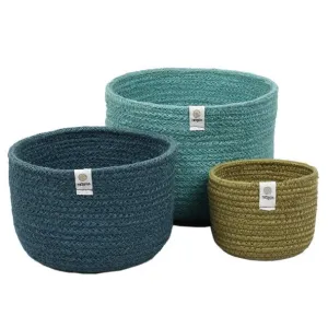 ReSpiin Jute Tall Basket Set - Ocean