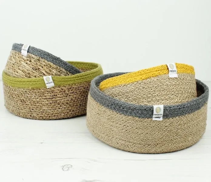 ReSpiin Medium Shallow Natural & Grey Basket