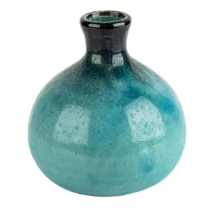 Round Blue Crackleglaze Small Japanese Vase