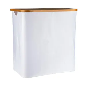 *SAMPLE & SECONDS* White Fabric Bamboo Laundry Basket / Hamper (No Lid)