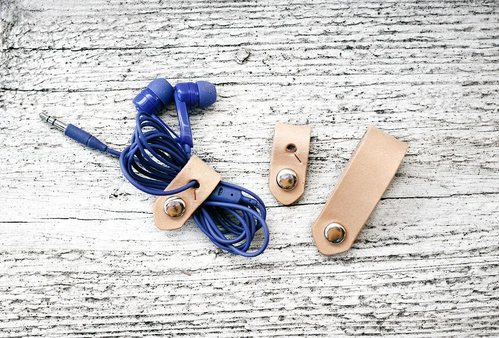 SET OF THREE - Leather Travel Cord Organizer