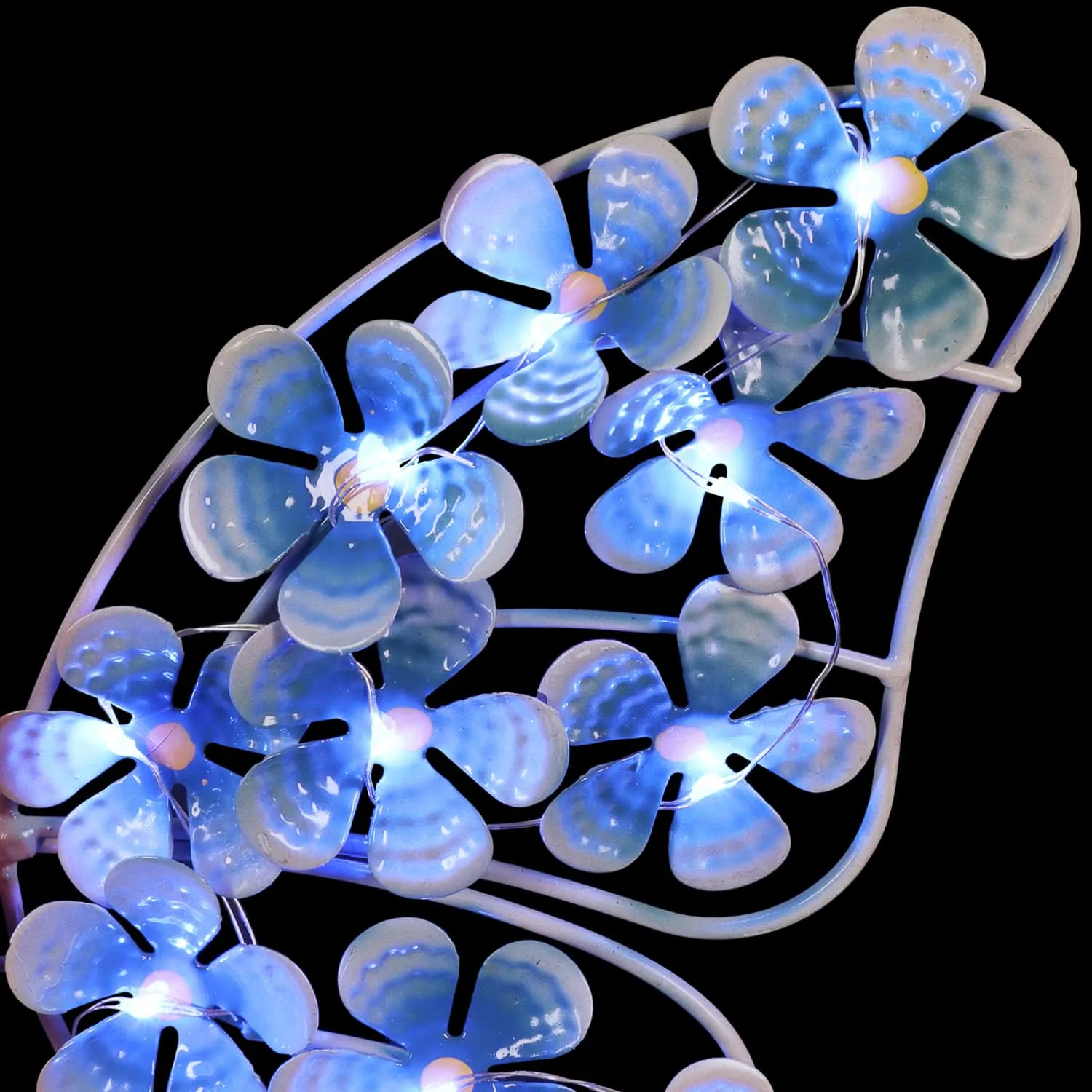 Solar Metal and Glass Blue Butterfly Rain Gauge Garden Stake, 12 by 40 Inches