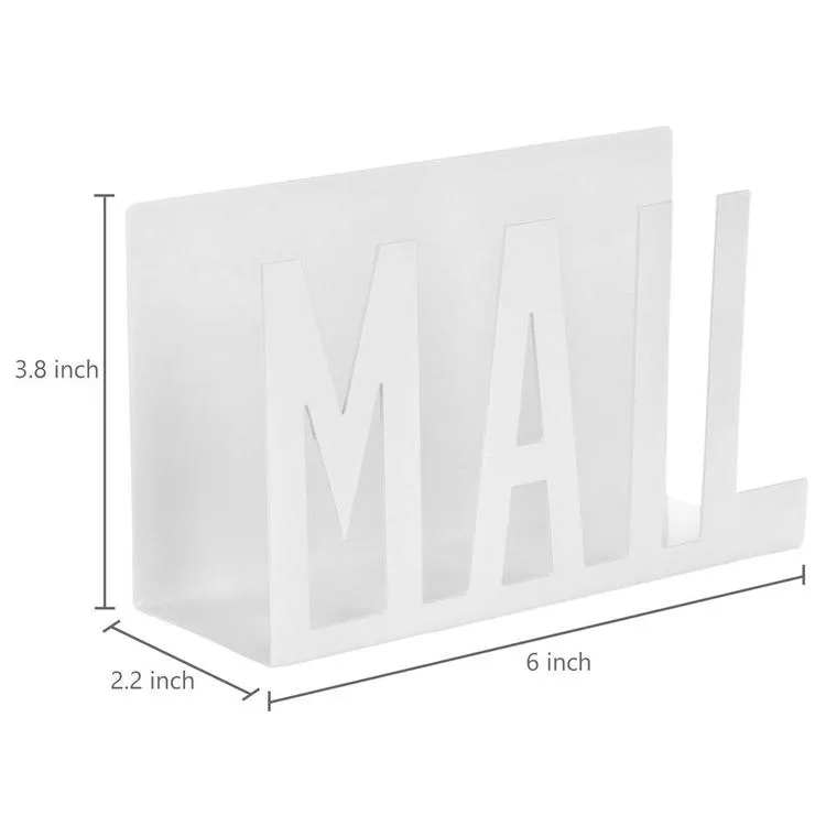 White Metal Desktop Cutout MAIL Letter Holder