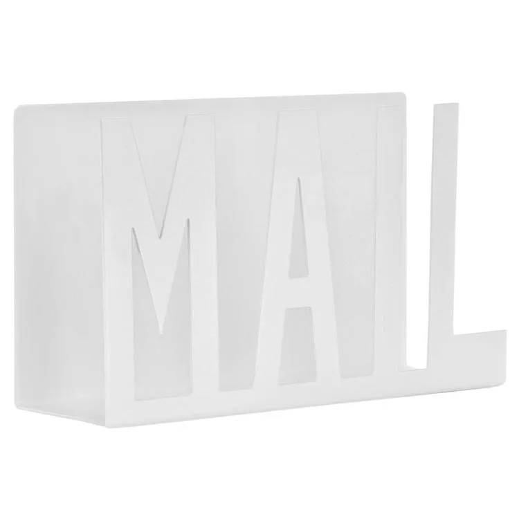 White Metal Desktop Cutout MAIL Letter Holder