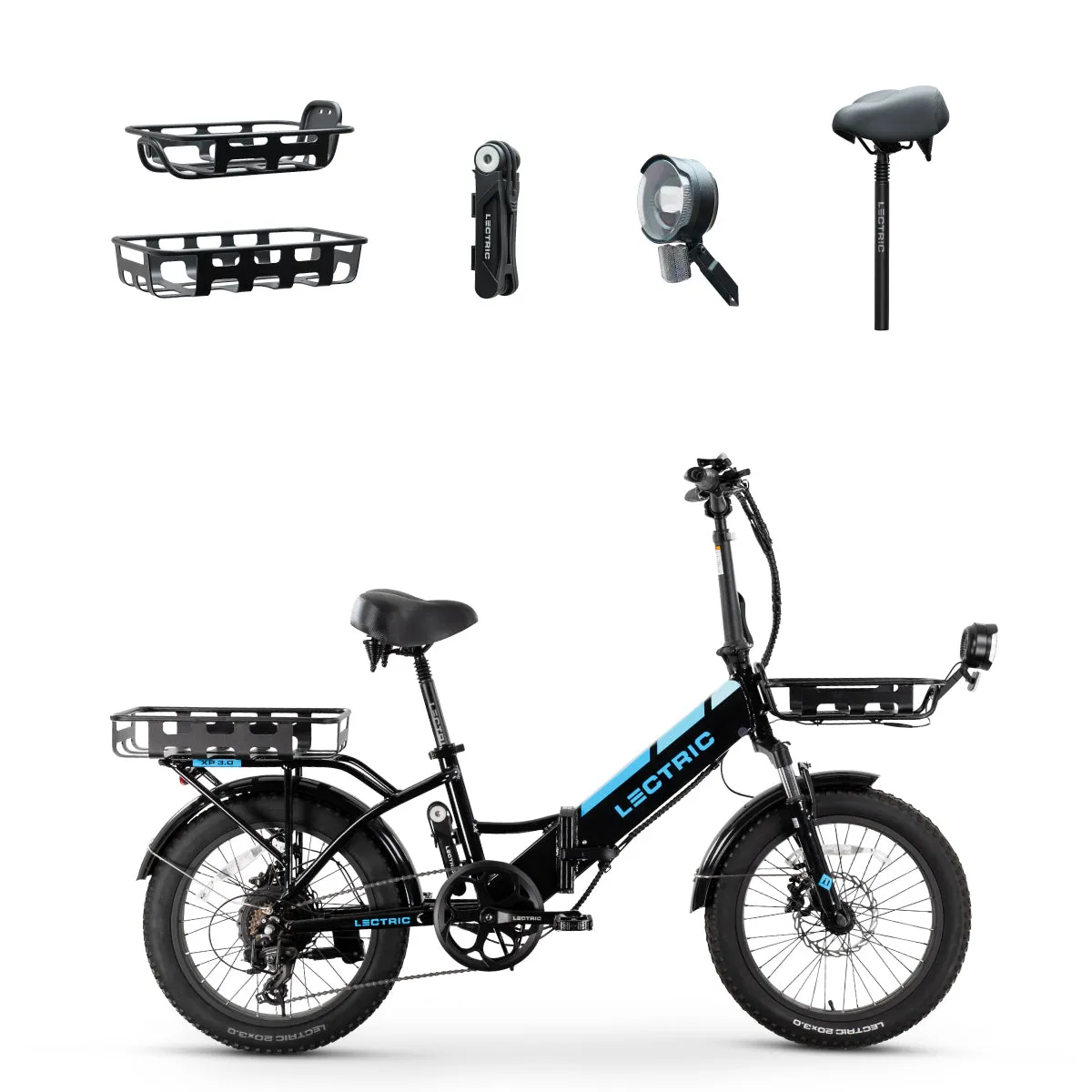 XP Step-Thru 3.0 Black Long-Range   FREE Cargo Baskets, Comfort Seat, Suspension Seat Post, Elite Headlight, Bike Lock ($454 Value)